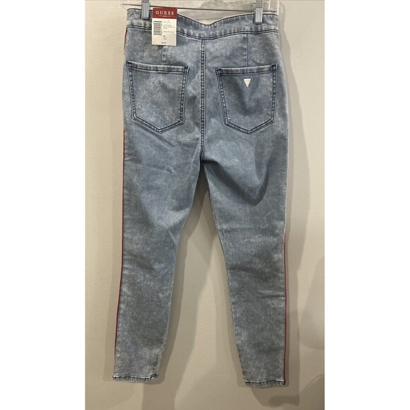 Guess LA Jeans Women's US 28 Red White Blue Side Stripe Metal Triangle Red tag - Picture 5 of 6